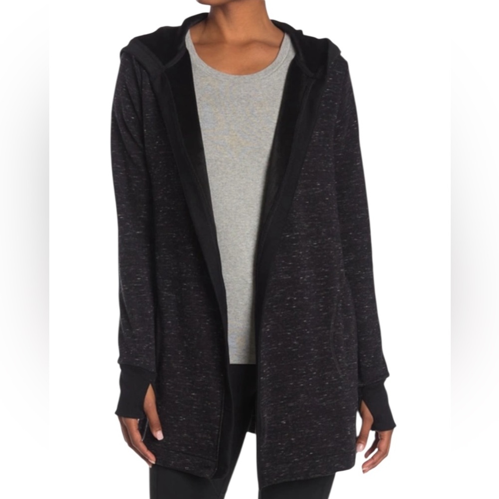 90 Degree By Reflex Women's Open Front Hooded Cardigan (L)